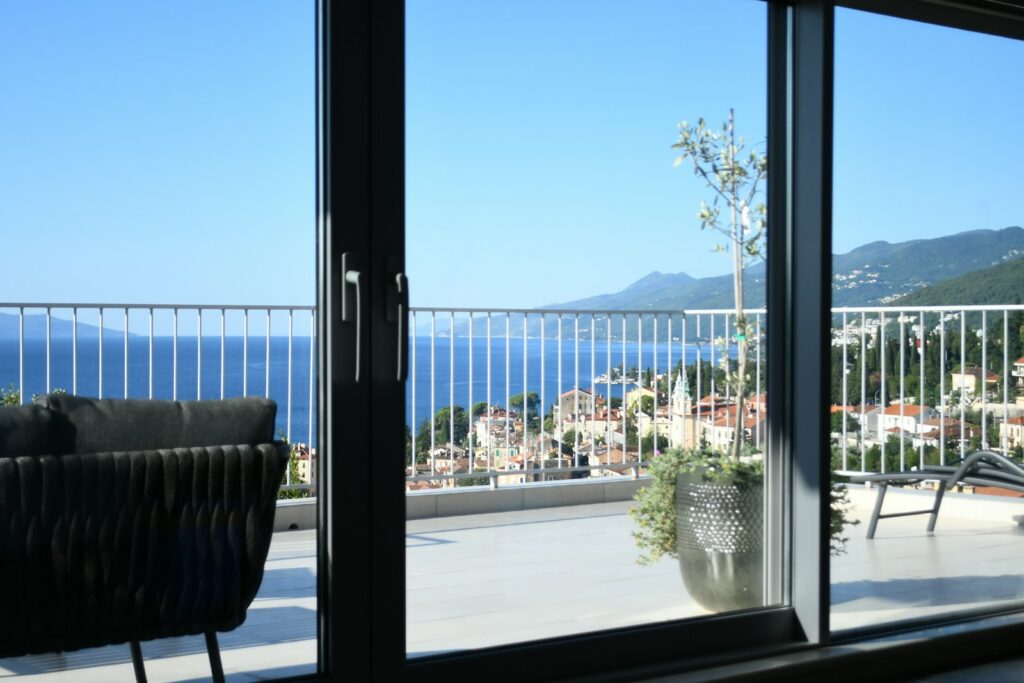 Penthouse terrace with panoramic sea view